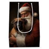 サンタクロース付きボクサーフェスティバルクリスマス ミディアムペーパーバッグ (裏面)