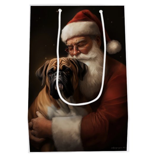 サンタクロース付きボクサーフェスティバルクリスマス ミディアムペーパーバッグ (裏面)