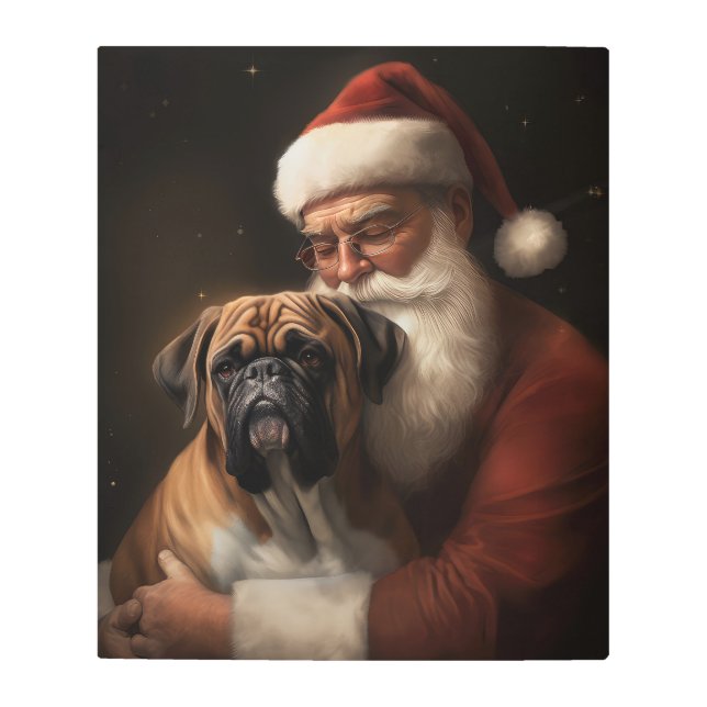 サンタクロース付きボクサーフェスティバルクリスマス メタルプリント (正面)