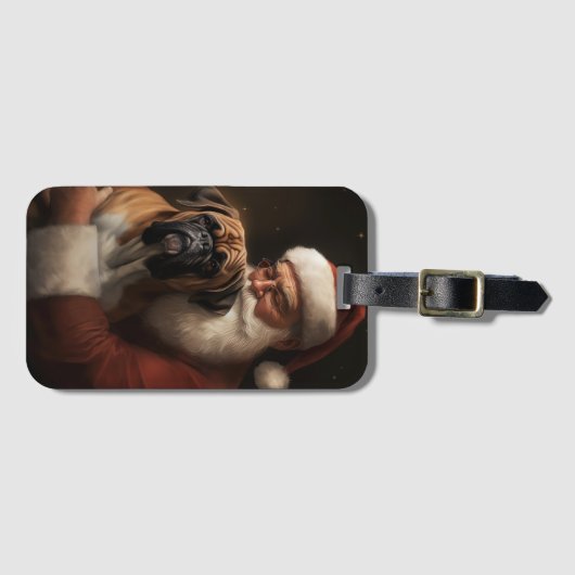 サンタクロース付きボクサーフェスティバルクリスマス ラゲッジタグ (正面横)