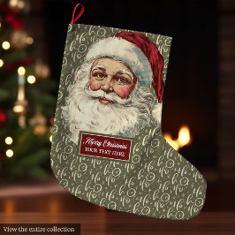 サンタクロース伝統的クリスマスストッキングヴィンテージ ラージクリスマスストッキング