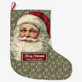 サンタクロース伝統的クリスマスストッキングヴィンテージ ラージクリスマスストッキング (正面)