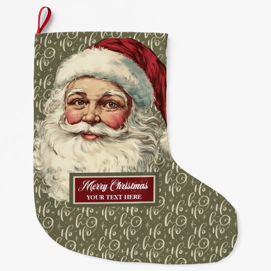 サンタクロース伝統的クリスマスストッキングヴィンテージ ラージクリスマスストッキング (正面)