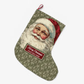 サンタクロース伝統的クリスマスストッキングヴィンテージ ラージクリスマスストッキング (正面 (吊り時))