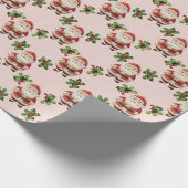 サンタクロース伝統的クリスマスホリデーホリー ラッピングペーパー (角)