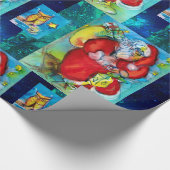 サンタクロース保持ランタン，クリスマスナイトフクロウ ラッピングペーパー (角)