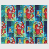 サンタクロース保持ランタン，クリスマスナイトフクロウ ラッピングペーパー (フラット)