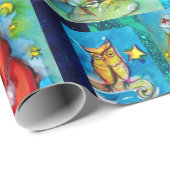 サンタクロース保持ランタン，クリスマスナイトフクロウ ラッピングペーパー (ロールコーナー)