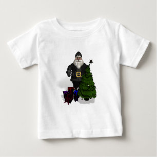 サンタクロース入りブラックレザー ベビーTシャツ