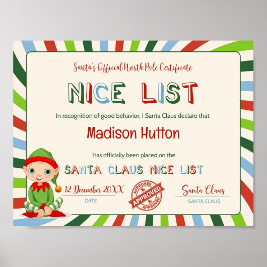 サンタクロース公式ニースリスト ポスター (正面)