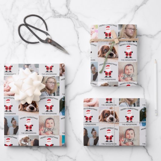 サンタクロース写真クリスマスラッピング紙シート ラッピングペーパーシート (正面)