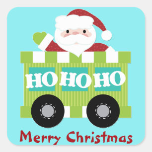 サンタクロース列車の車のクリスマス スクエアシール