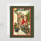 サンタクロース列車ビンテージクリスマスカード シーズンポストカード (正面/裏面)