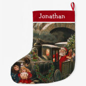 サンタクロース列車ビンテージクリスマス ラージクリスマスストッキング (裏面)