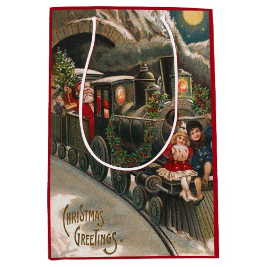 サンタクロース列車聖降誕祭 ミディアムペーパーバッグ (正面)