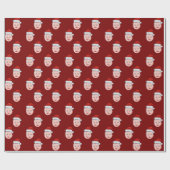 サンタクロース包装紙、ギフトラップ顔 ラッピングペーパー (フラット)