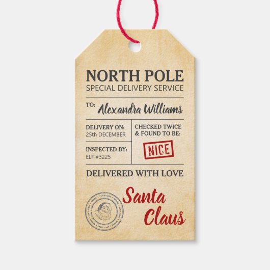 サンタクロース北極の特別配達 ギフトタグ (正面)