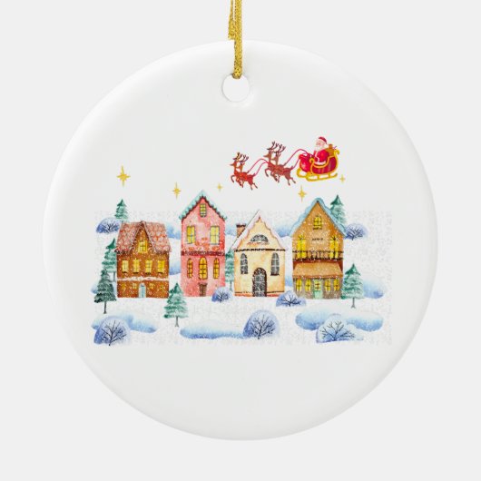 サンタクロース北極クリスマスビレッジ セラミックオーナメント (裏面)