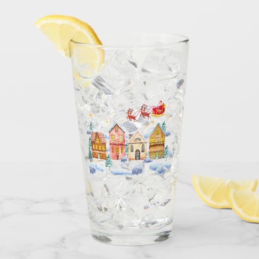 サンタクロース北極クリスマスビレッジ タンブラーグラス (アイス正面)