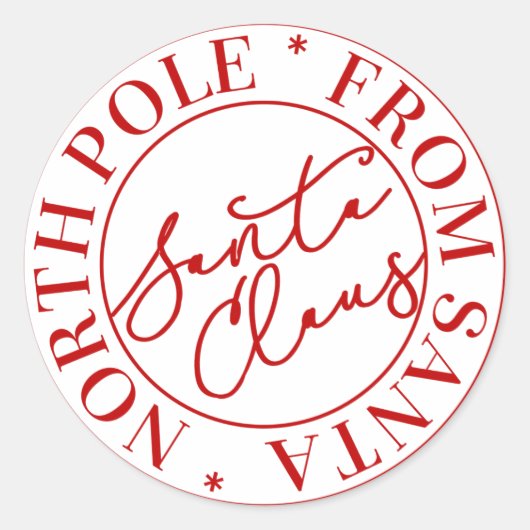 サンタクロース北極ステッカー ラウンドシール (正面)