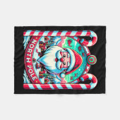 サンタクロース北極メリークリスマスフェスティバルXma フリースブランケット (正面(横))