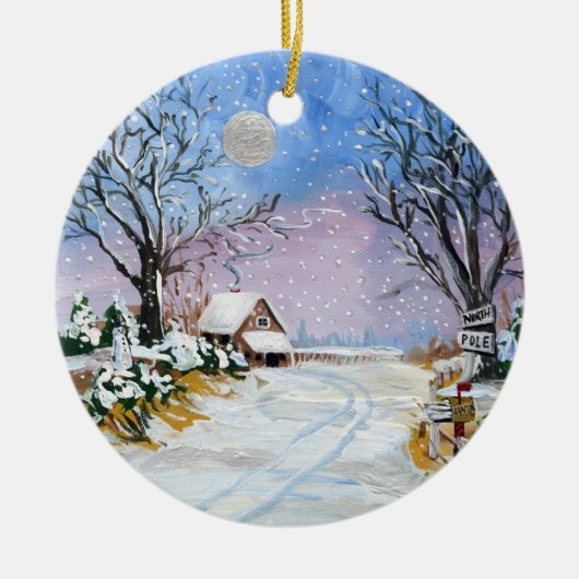 サンタクロース北極 セラミックオーナメント (正面)