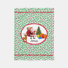 サンタクロース名を追加パーソナライズカーシート昼寝 フリースブランケット