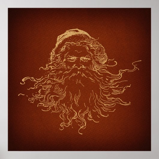 サンタクロース図解入りの、写真付きのヴィンテージクリスマスアート ポスター (正面)