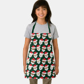 サンタクロース多様な緑の赤い漫画のクリスマス エプロン (インサイチュ)