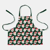 サンタクロース多様な緑の赤い漫画のクリスマス エプロン (正面)