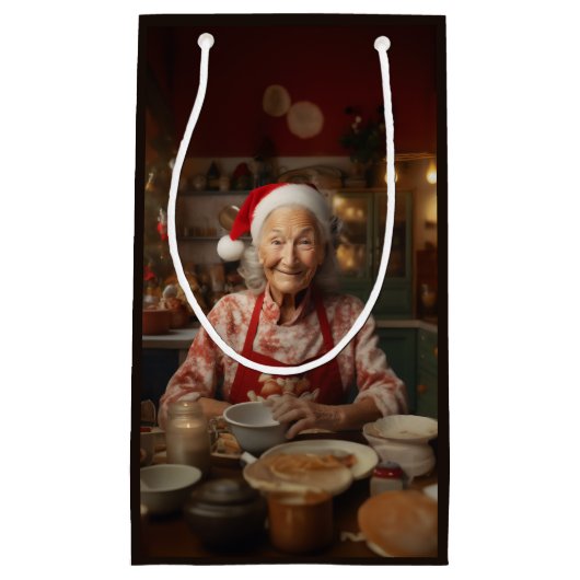サンタクロース夫人、ケーキを焼く スモールペーパーバッグ (正面)