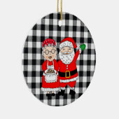 サンタクロース夫妻とバッファロー小妖精や小人・プレイド セラミックオーナメント (右)