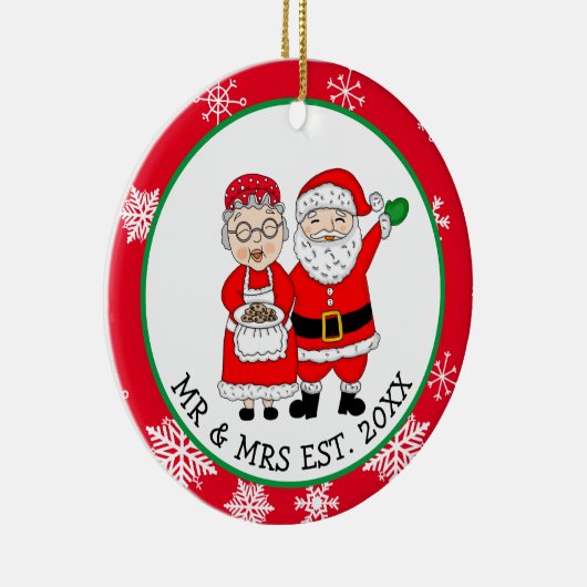 サンタクロース夫妻のクリスマスパーソナライズされた。 セラミックオーナメント (右)