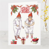 サンタクロース夫妻🤶紙人形 カード (黄色い花)