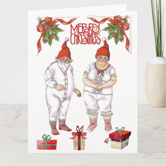 サンタクロース夫妻🤶紙人形 カード (正面)