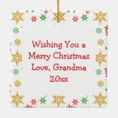 サンタクロース夫妻、クッキーと小妖精や小人クリスマス セラミックオーナメント (裏面)