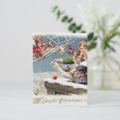 サンタクロース子供のクリスマスヴィンテージ シーズンポストカード (スタンド正面)