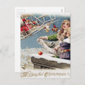 サンタクロース子供のクリスマスヴィンテージ シーズンポストカード (正面/裏面)