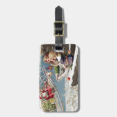 サンタクロース子供のクリスマスヴィンテージ ラゲッジタグ (正面縦)