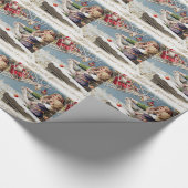 サンタクロース子供のクリスマスヴィンテージ ラッピングペーパー (角)