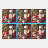 サンタクロース子供の名前を追加クリスマス3 ラッピングペーパーシート (正面2)