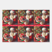 サンタクロース子供の名前を追加クリスマス3 ラッピングペーパーシート (正面)