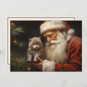 サンタクロース子猫メリークリスマス シーズンカード (正面/裏面)