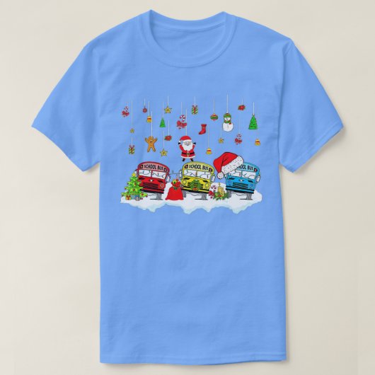 サンタクロース学校バスドライバークリスマスコスチュームXm Tシャツ (デザイン正面)