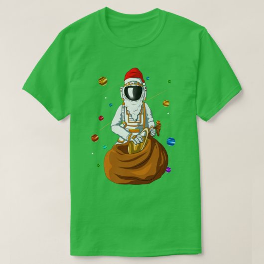 サンタクロース宇宙飛行士クリスマスクリスマス Tシャツ (デザイン正面)