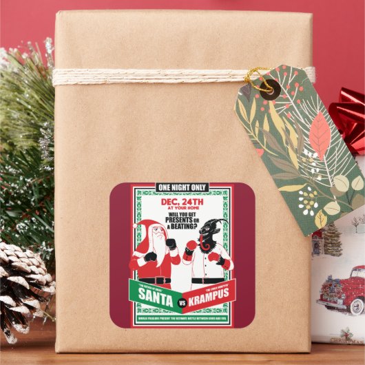 サンタクロース対クランプスボクシングマッチグッド対イビル スクエアシール (クリスマス)