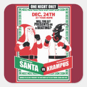 サンタクロース対クランプスボクシングマッチグッド対イビル スクエアシール (正面)