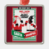 サンタクロース対クランプスボクシングマッチグッド対イビル メタルオーナメント (正面)