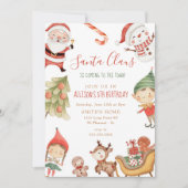 サンタクロース小人クリスマス子供の誕生日パーティー  招待状 (正面)