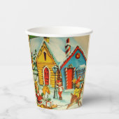 サンタクロース小人ヴィンテージクリスマスイラストレーション 紙コップ (正面)